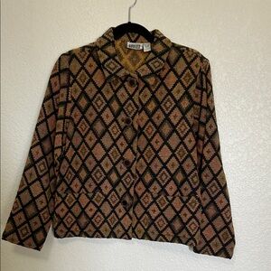 Chico’s Design Vintage Multicolor Diamond Pattern Jacket